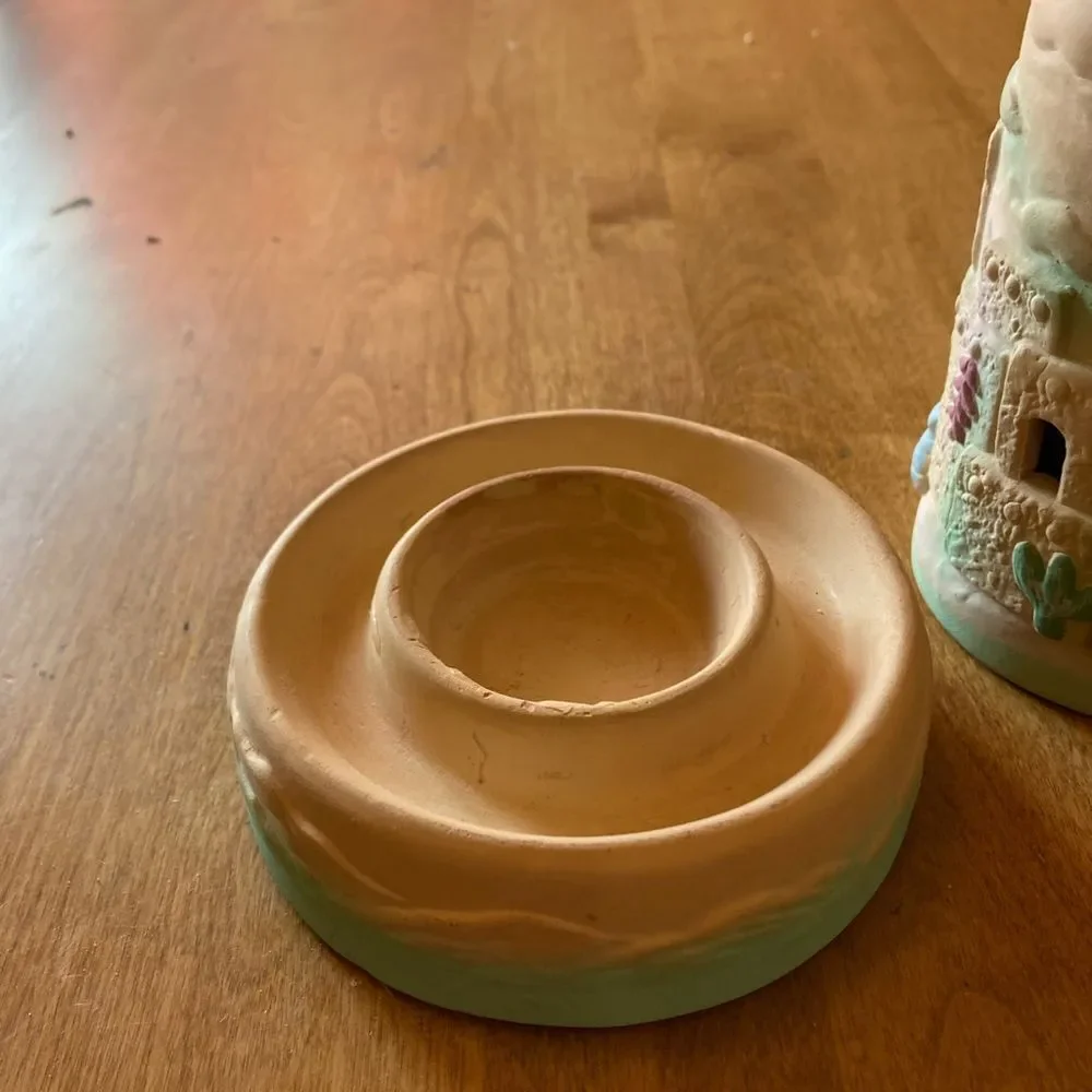 Decorative Cream and Green Candle Holder